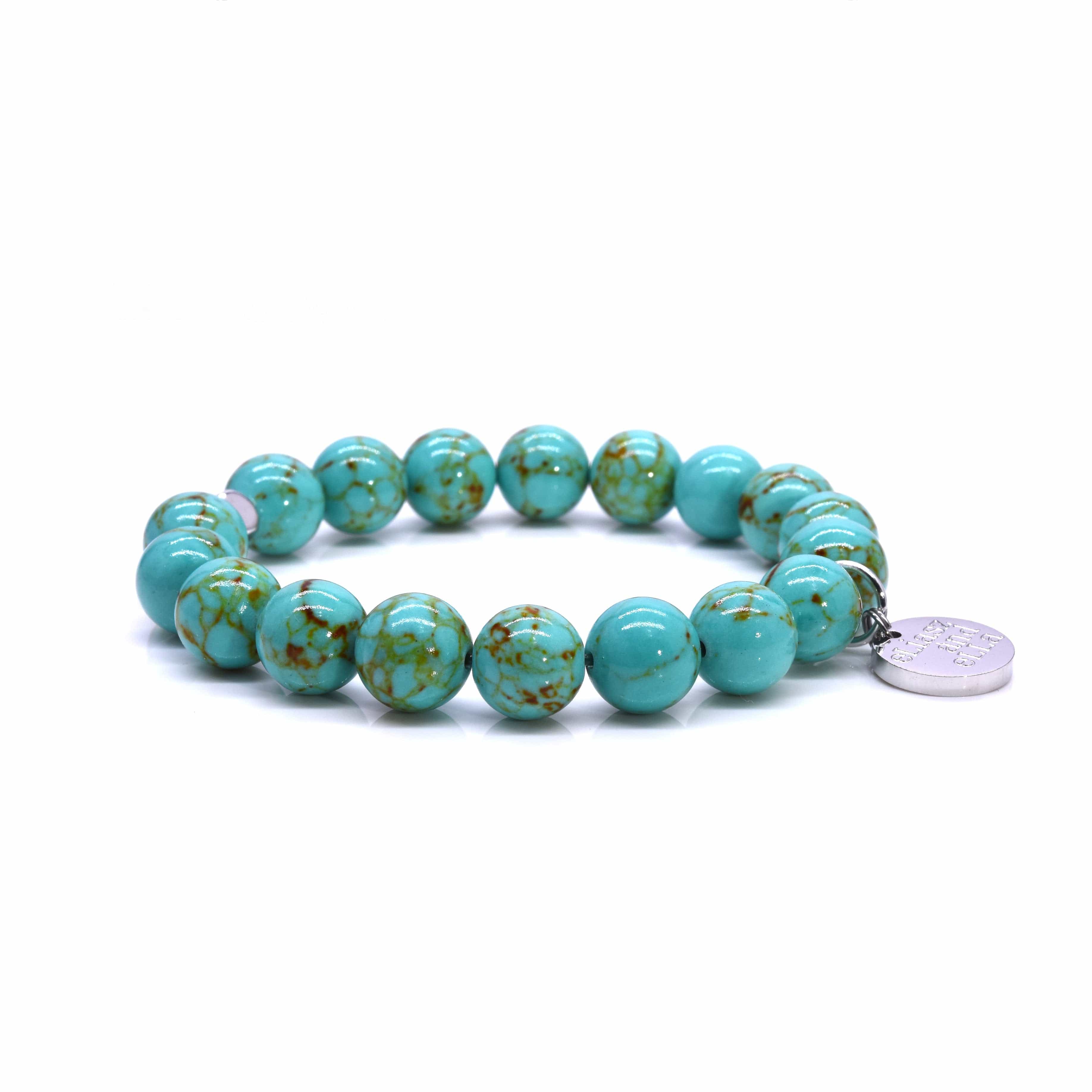 Turquoise and White Crystals Clay Beads Shamballa Bracelet - Ephori London  - Luxury custom natural stone beaded bracelets