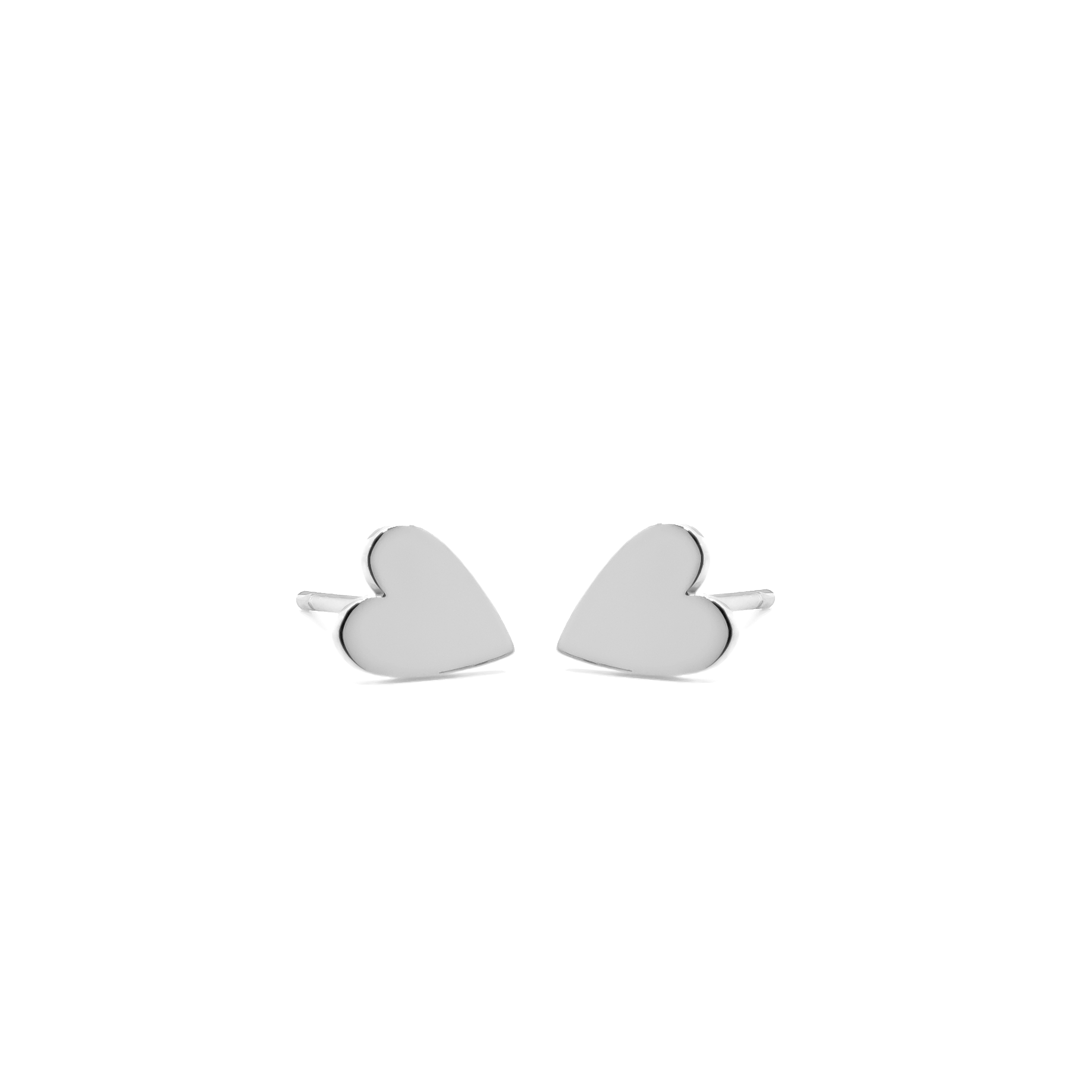 Heart-shaped silver earrings on a white background